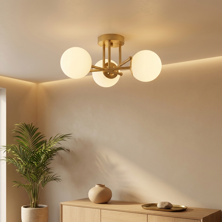 Brilagi - Повърхностно монтиран полилей MALIVA 3xE14/15W/230V златист/бял
