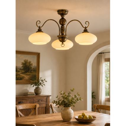 Brilagi - Прилепнал таванен полилей MOLLERO 3xE27/15W/230V pr. 84 cm бронз/патина