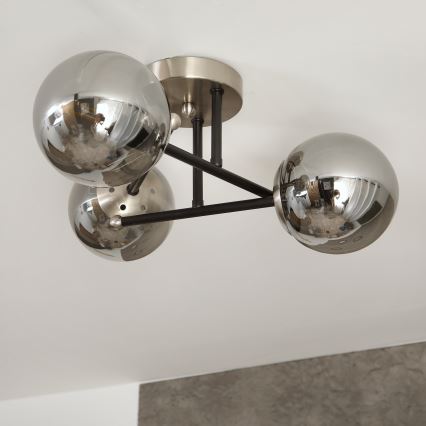 Brilagi - Прикрепен полилей MALIVA 3xE14/15W/230V матов хром/димчато