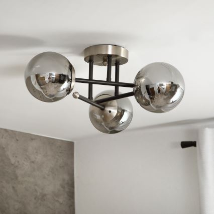 Brilagi - Прикрепен полилей MALIVA 3xE14/15W/230V матов хром/димчато