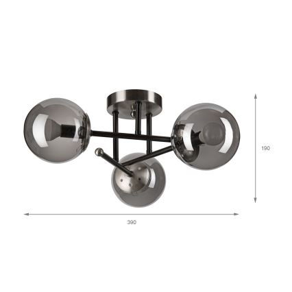 Brilagi - Прикрепен полилей MALIVA 3xE14/15W/230V матов хром/димчато