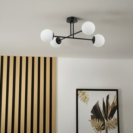 Brilagi - Прикрепен полилей MALIVA 4xE14/15W/230V черно/бяло