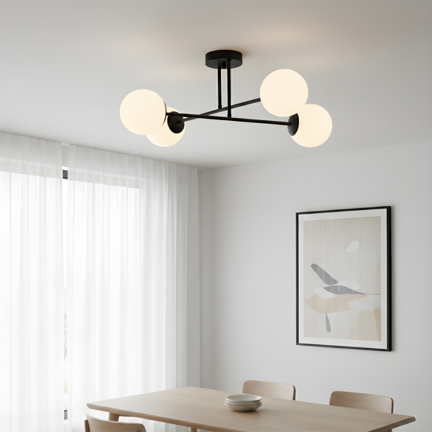 Brilagi - Прикрепен полилей MALIVA 4xE14/15W/230V черно/бяло