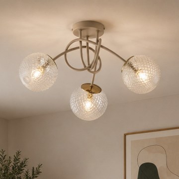 Brilagi - Прикрепен полилей STELLA 3xE27/60W/230V бежов/златен