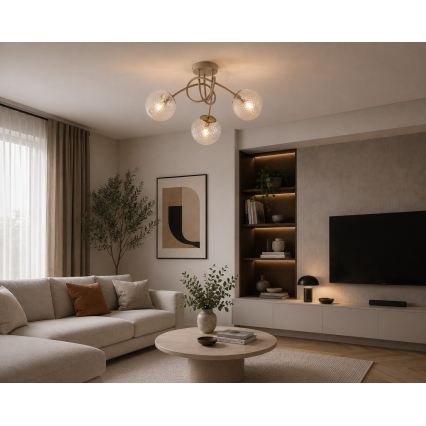 Brilagi - Прикрепен полилей STELLA 3xE27/60W/230V бежов/златен
