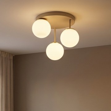 Brilagi - Прикрепена таванна лампа MILO ECRU 3xE27/60W/230V бежова/златна