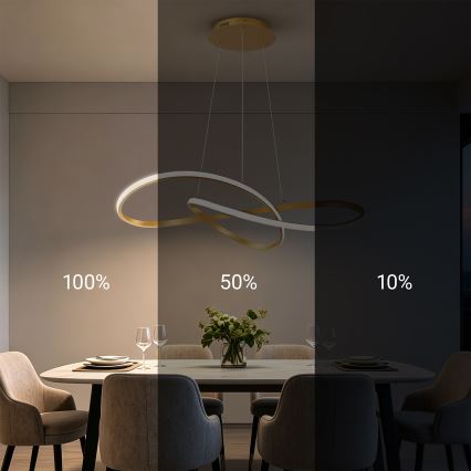 Brilagi - LED полилей с димиране на кабел INFINITY LED/80W/2300-6000K 80x80 cm златист + дистанционно управление