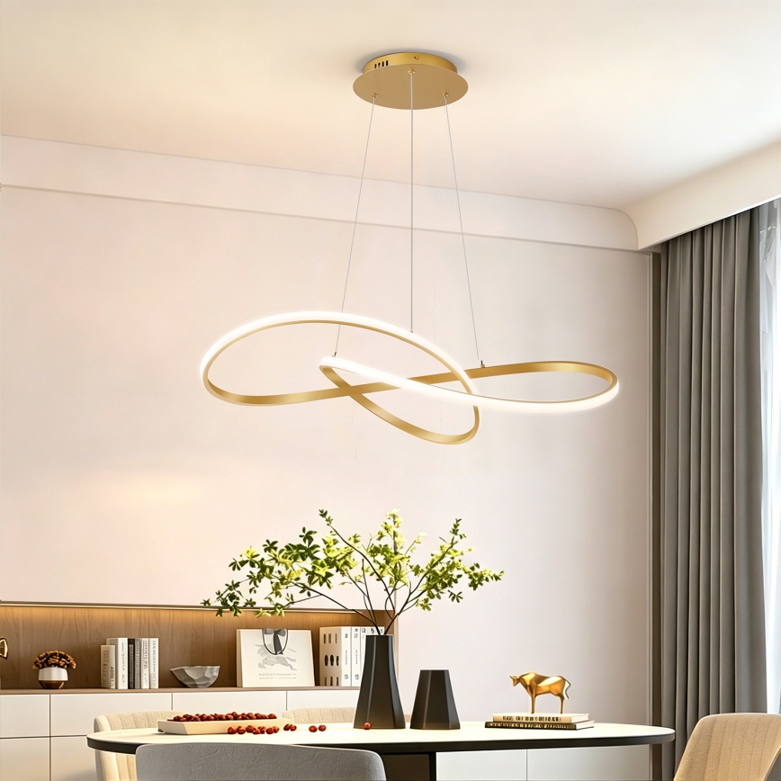 Brilagi - LED полилей с димиране на кабел INFINITY LED/80W/2300-6000K 80x80 cm златист + дистанционно управление