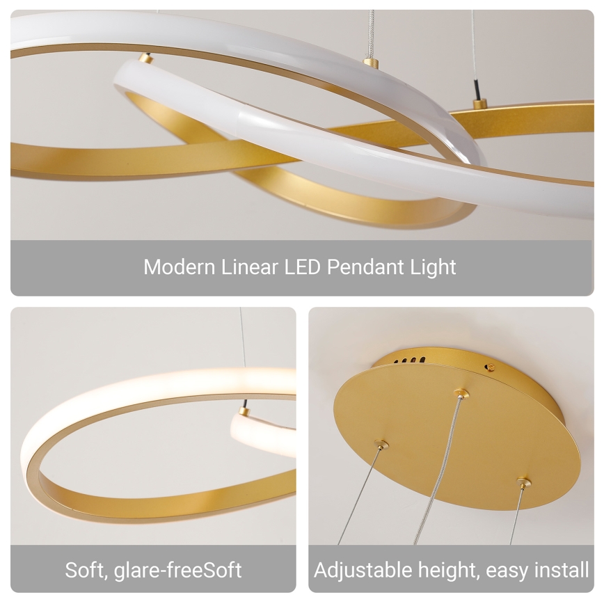 Brilagi - LED полилей с димиране на кабел INFINITY LED/80W/2300-6000K 80x80 cm златист + дистанционно управление
