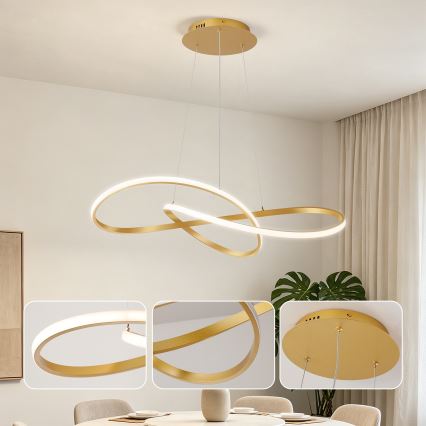 Brilagi - LED полилей с димиране на кабел INFINITY LED/80W/2300-6000K 80x80 cm златист + дистанционно управление