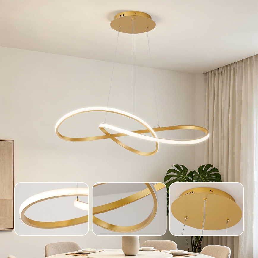 Brilagi - LED полилей с димиране на кабел INFINITY LED/80W/2300-6000K 80x80 cm златист + дистанционно управление