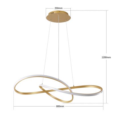 Brilagi - LED полилей с димиране на кабел INFINITY LED/80W/2300-6000K 80x80 cm златист + дистанционно управление