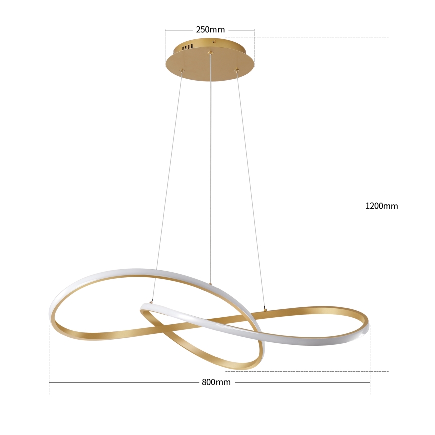 Brilagi - LED полилей с димиране на кабел INFINITY LED/80W/2300-6000K 80x80 cm златист + дистанционно управление