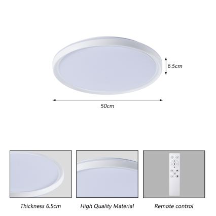Brilagi - LED Димируемо таванно осветително тяло RIVO LED/72W/230V 3000-6000K бяло, диаметър 50 см + дистанционно управление