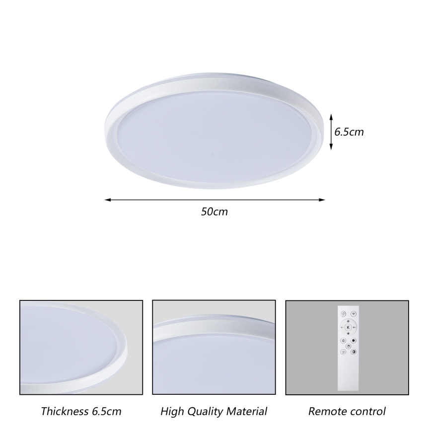Brilagi - LED Димируемо таванно осветително тяло RIVO LED/72W/230V 3000-6000K бяло, диаметър 50 см + дистанционно управление