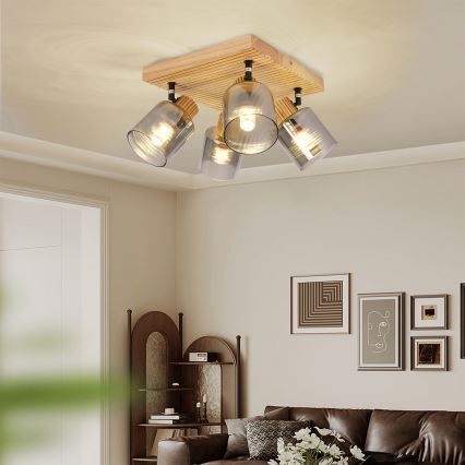 Brilagi - Спот HYGGE 4xE14/15W/230V дърво/димчато