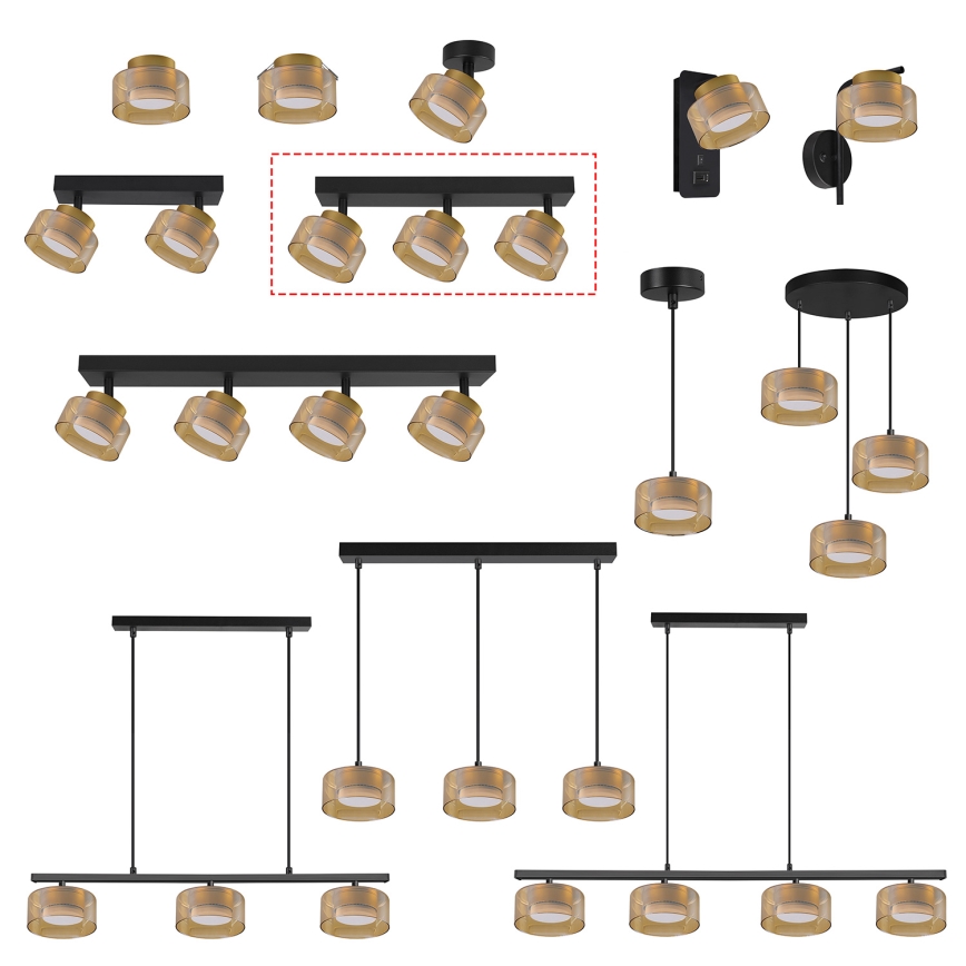 Brilagi - Спот осветително тяло AURA LUX 3xGX53/30W/230V черно/златно