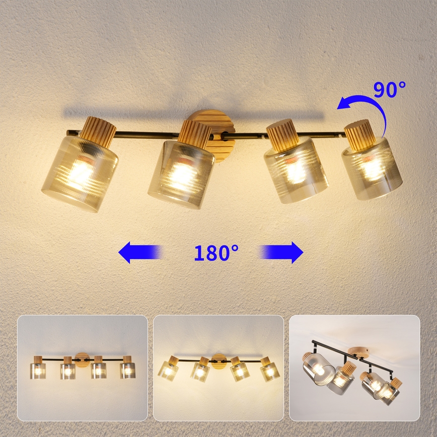 Brilagi - Спот осветително тяло HYGGE 4xE14/15W/230V дърво/опушено
