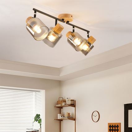 Brilagi - Спот осветително тяло HYGGE 4xE14/15W/230V дърво/опушено