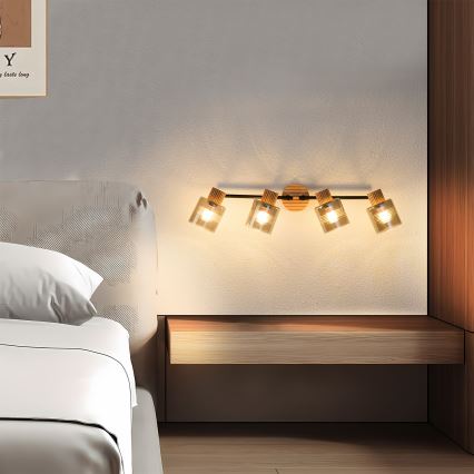 Brilagi - Спот осветително тяло HYGGE 4xE14/15W/230V дърво/опушено