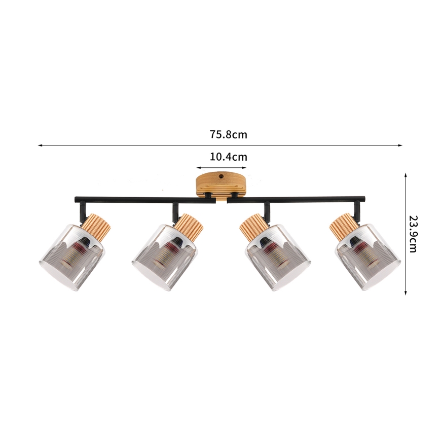 Brilagi - Спот осветително тяло HYGGE 4xE14/15W/230V дърво/опушено