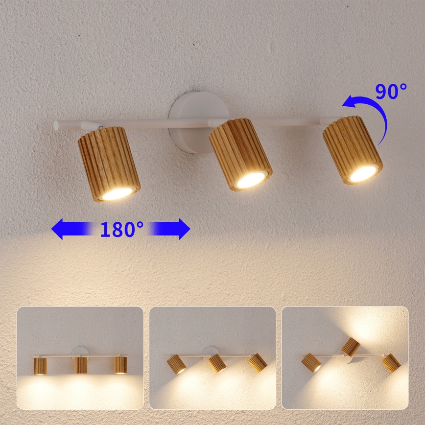 Brilagi - Спот осветително тяло MODERN WOOD 3xGU10/8W/230V дърво/бяло