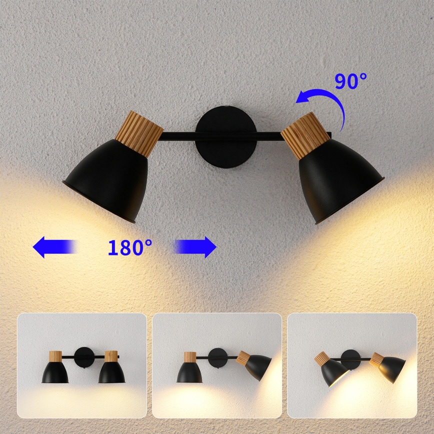Brilagi - Спот осветително тяло ODENSE 2xE14/10W/230V каучукова дървесина/черно