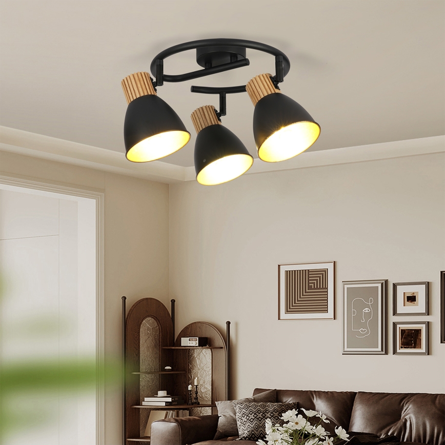 Brilagi - Спот осветително тяло ODENSE 3xE14/10W/230V, корпус от каучуково дърво/черно