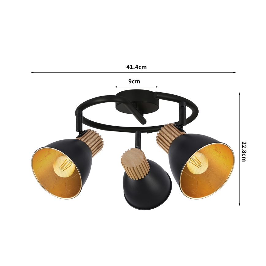 Brilagi - Спот осветително тяло ODENSE 3xE14/10W/230V, корпус от каучуково дърво/черно