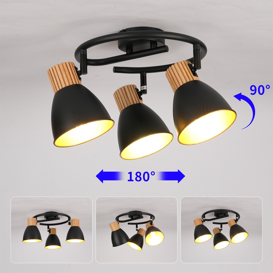 Brilagi - Спот осветително тяло ODENSE 3xE14/10W/230V, корпус от каучуково дърво/черно