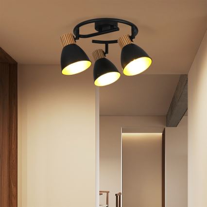 Brilagi - Спот осветително тяло ODENSE 3xE14/10W/230V, корпус от каучуково дърво/черно