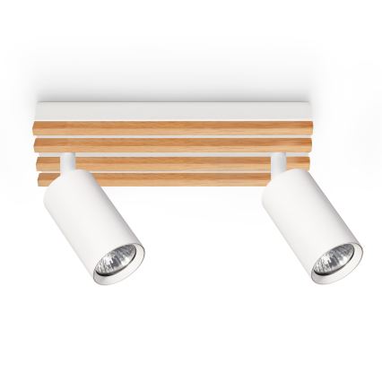 Brilagi - Спот осветително тяло SELE WOOD 2xGU10/30W/230V бяло/дърво