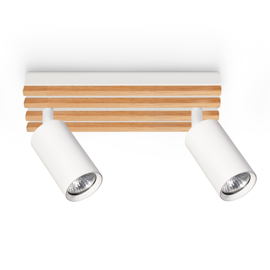 Brilagi - Спот осветително тяло SELE WOOD 2xGU10/30W/230V бяло/дърво