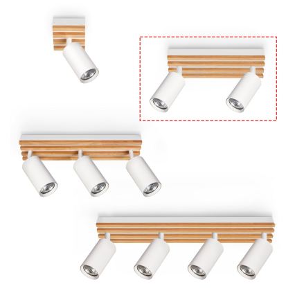 Brilagi - Спот осветително тяло SELE WOOD 2xGU10/30W/230V бяло/дърво
