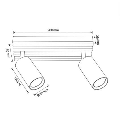 Brilagi - Спот осветително тяло SELE WOOD 2xGU10/30W/230V бяло/дърво