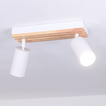 Brilagi - Спот осветително тяло SELE WOOD ACOUSTIC 2xGU10/30W/230V бяло/дърво
