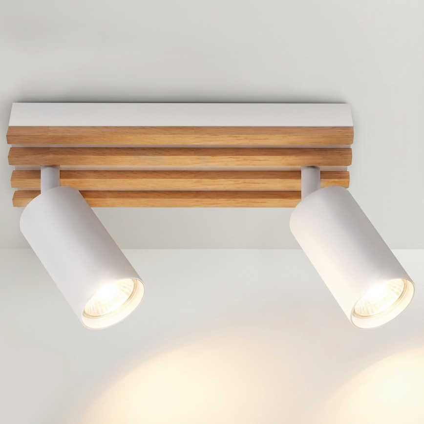 Brilagi - Спот осветително тяло SELE WOOD ACOUSTIC 2xGU10/30W/230V бяло/дърво
