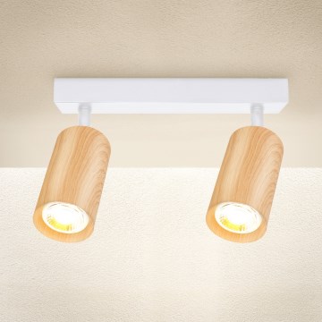 Brilagi - Спот SELE 2xGU10/30W/230V бял/дъбов декор