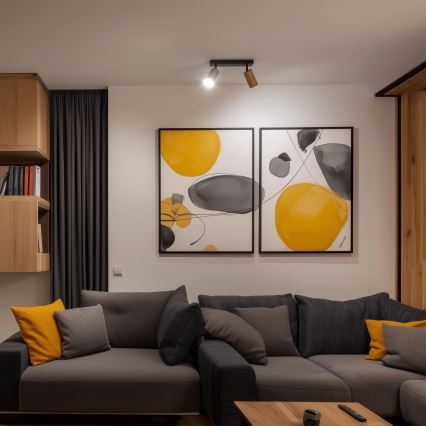 Brilagi - Спот SELE 2xGU10/30W/230V черен/дъбов декор