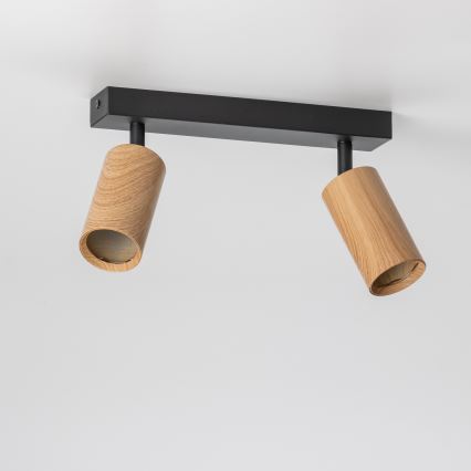 Brilagi - Спот SELE 2xGU10/30W/230V черен/дъбов декор