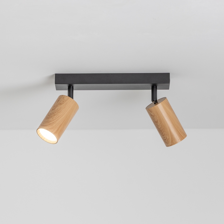 Brilagi - Спот SELE 2xGU10/30W/230V черен/дъбов декор
