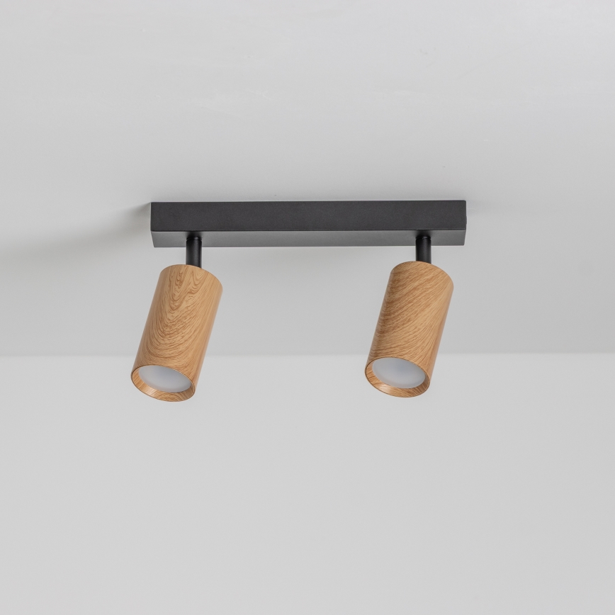 Brilagi - Спот SELE 2xGU10/30W/230V черен/дъбов декор