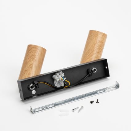 Brilagi - Спот SELE 2xGU10/30W/230V черен/дъбов декор