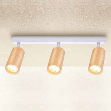 Brilagi - Спот SELE 3xGU10/30W/230V бял/дъбов декор