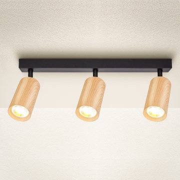 Brilagi - Спот SELE 3xGU10/30W/230V черен/дъбов декор