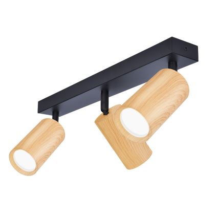 Brilagi - Спот SELE 3xGU10/30W/230V черен/дъбов декор