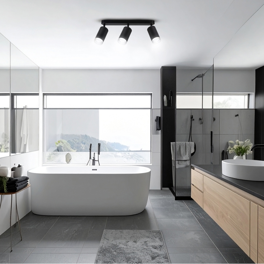 Brilagi - Спот за баня SELE 3xGU10/30W/230V IP44 черен