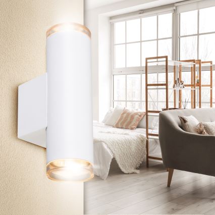 Brilagi - Стенно точково осветително тяло за баня SELE AQUA 2xGU10/30W/230V IP44 бяло