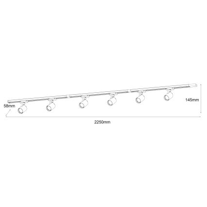 Brilagi - Спот за шинна система HUSKY, 6xGU10/10W/230V, черен