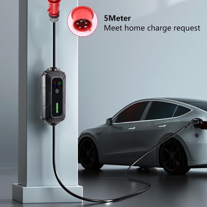 Brilagi - Пътническа станция за зареждане на електрически автомобили FAST AC Тип 2 16A/380V 11kW + щепсел 230V, 3,7kW 5m + калъф